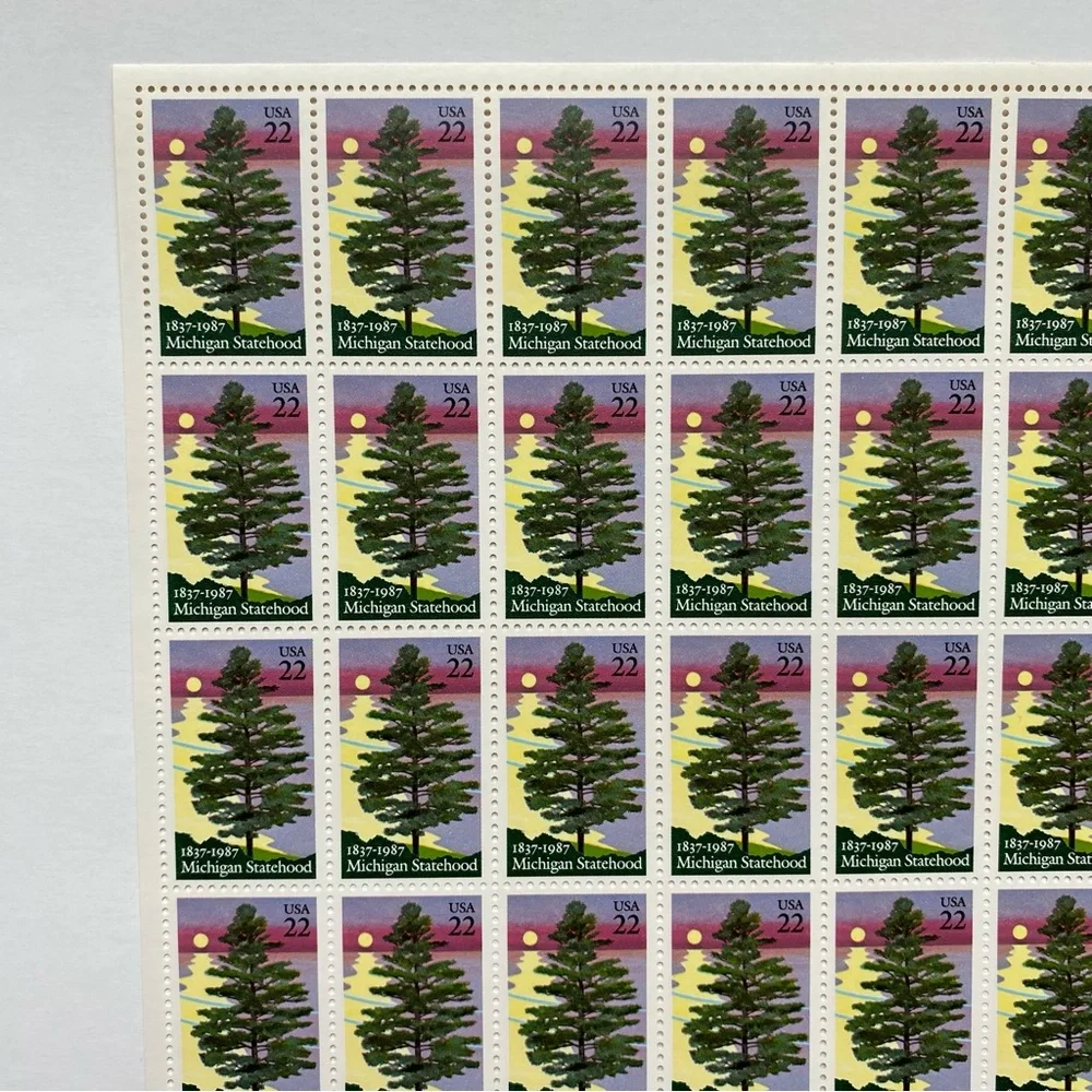 Michigan Statehood Stamps Full Sheet Of 50 US Scott 2246 Pine Tree 1987 MNH